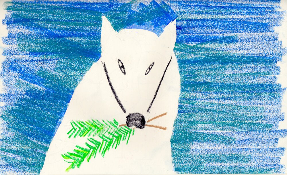 ざざんざの松と音羽の松の苗を運んだ白狐の画像