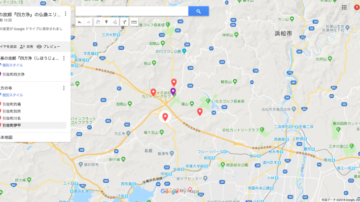 GoogleMapで行基の故郷「四方浄」と、四方の仏様の位置関係を可視化！